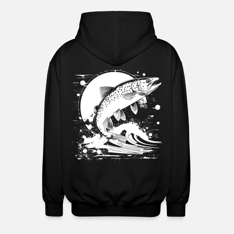 Fischerei Grafik - Unisex Kapuzenjacke - Schwarz