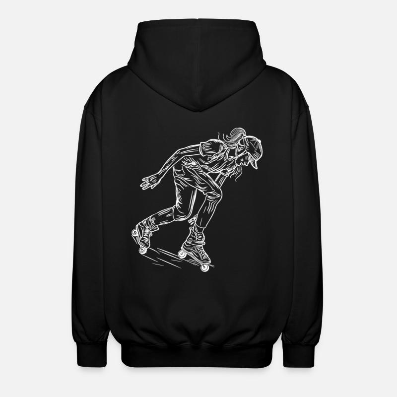 Rollschuh Mädchen Skizze - Unisex Kapuzenjacke - Schwarz