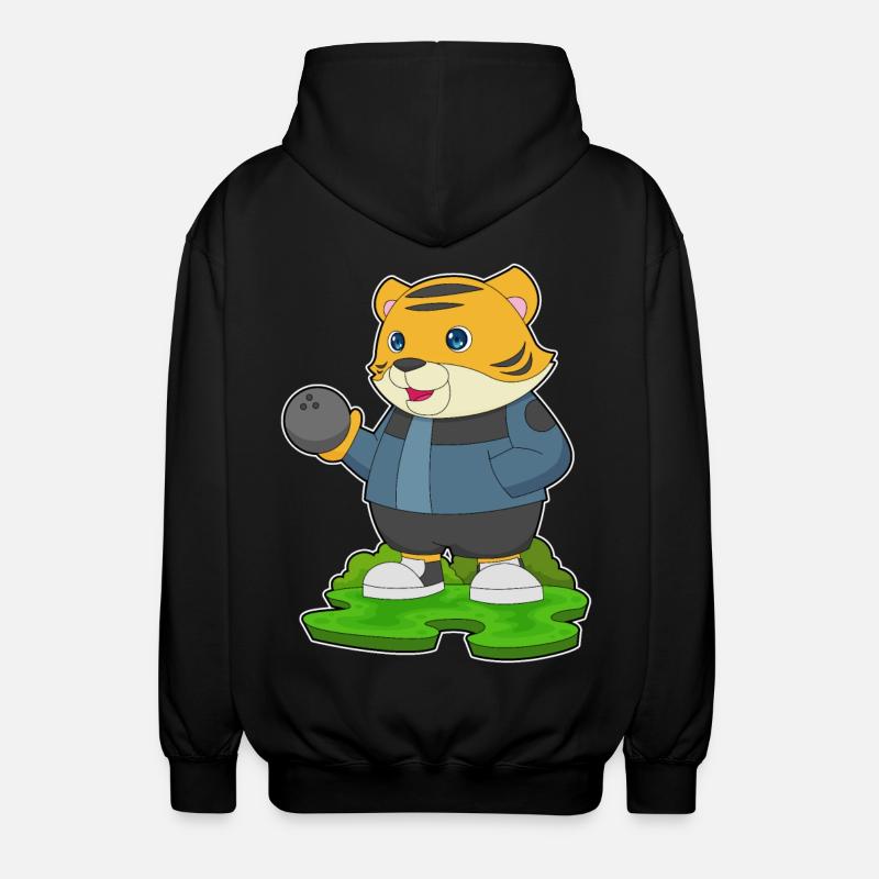 Tiger Bowling Bowling Ball - Unisex Hooded Jacket - black