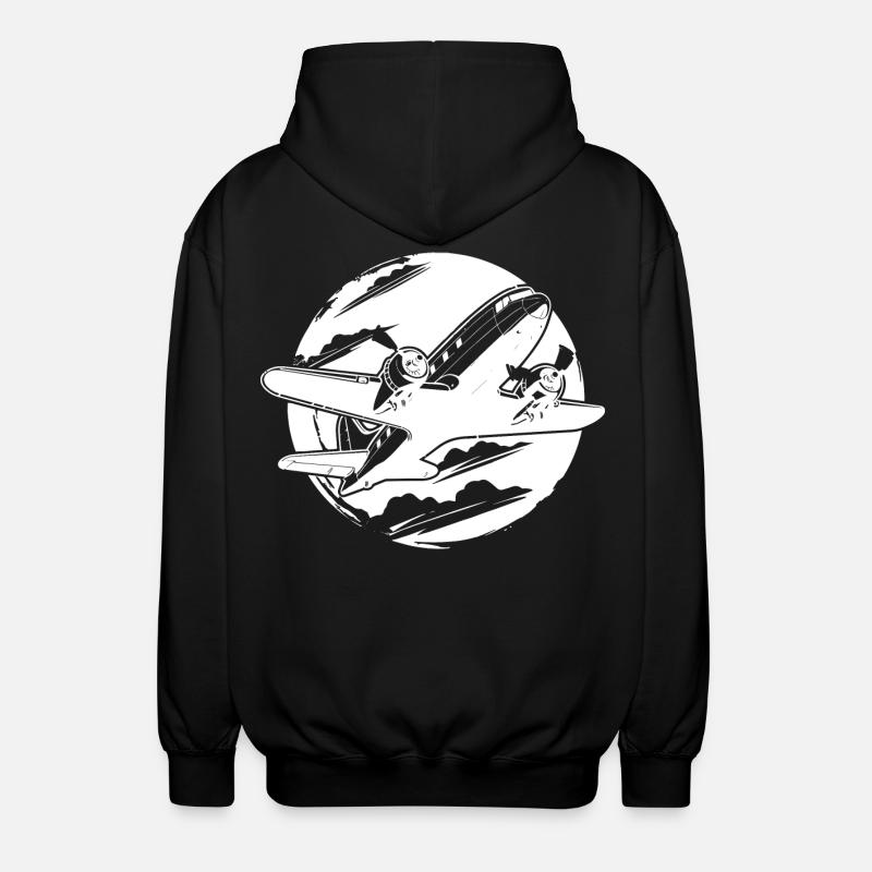 Flugzeug Zeichnung - Unisex Kapuzenjacke - Schwarz