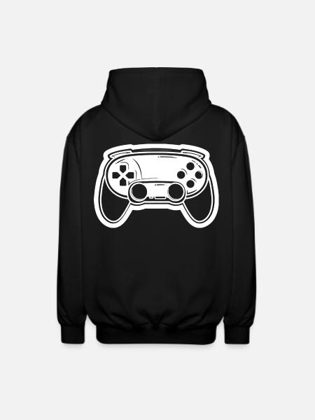Video Game Controller Drawing - Unisex Hooded Jacket - black