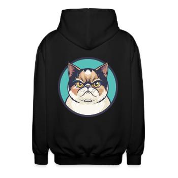 Exotische Kurzhaarkatze Rasse Cartoon Kawaii Tier - Unisex Kapuzenjacke - Schwarz - Hinten - AI Model Male 185 light (185cm)