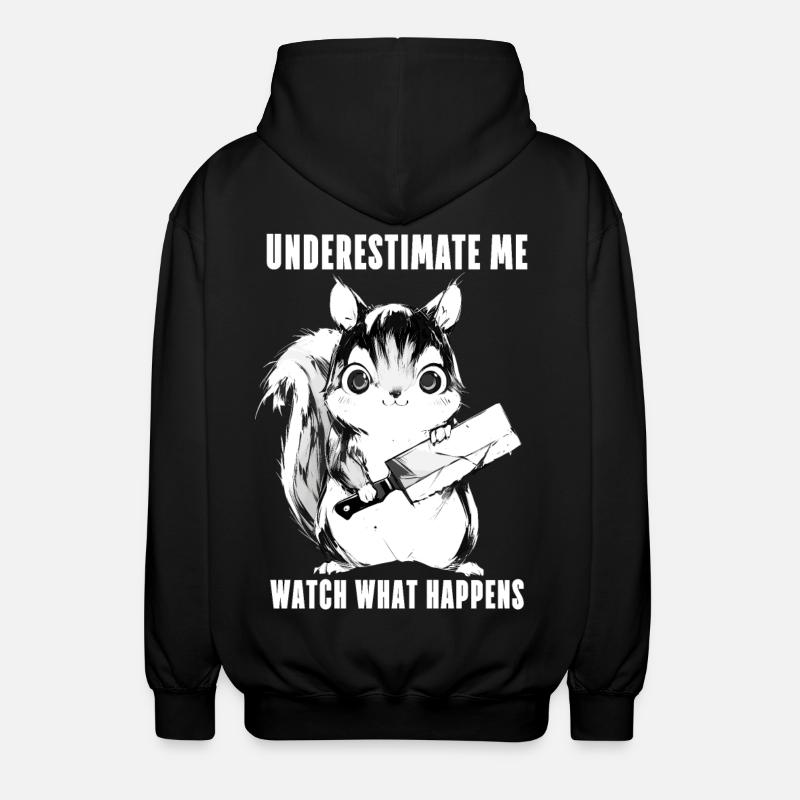 Crazy Squirrel Anime Kawaii Gift - Unisex Hooded Jacket - black