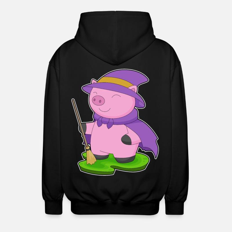 Pig Halloween Witch - Unisex Hooded Jacket - black