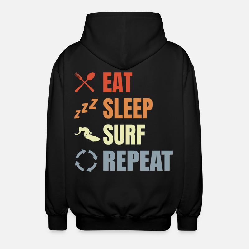 Manger Dormir Surfer Répéter - Veste à capuche unisexe - noir