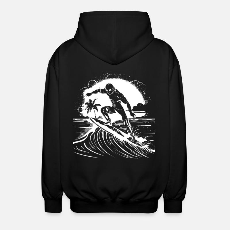 Surfer Grafik - Unisex Kapuzenjacke - Schwarz