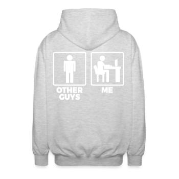 Software Engineer Stick Figures - Unisex Hooded Jacket - light heather grey - Back - AI Model Male 185 light (185cm)