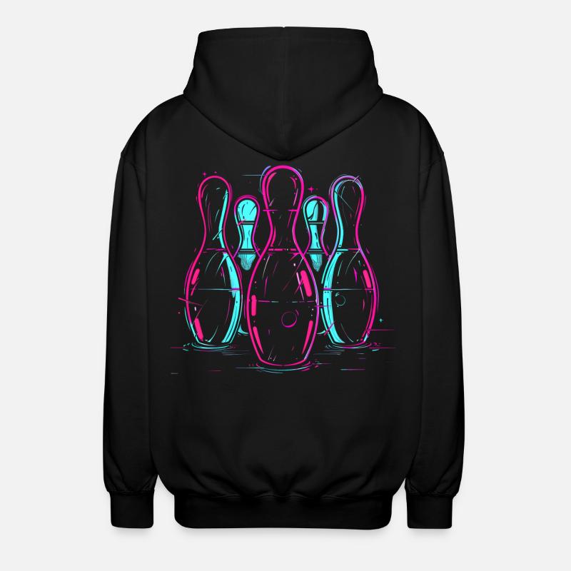 Retro Bowling Synthwave - Unisex Kapuzenjacke - Schwarz