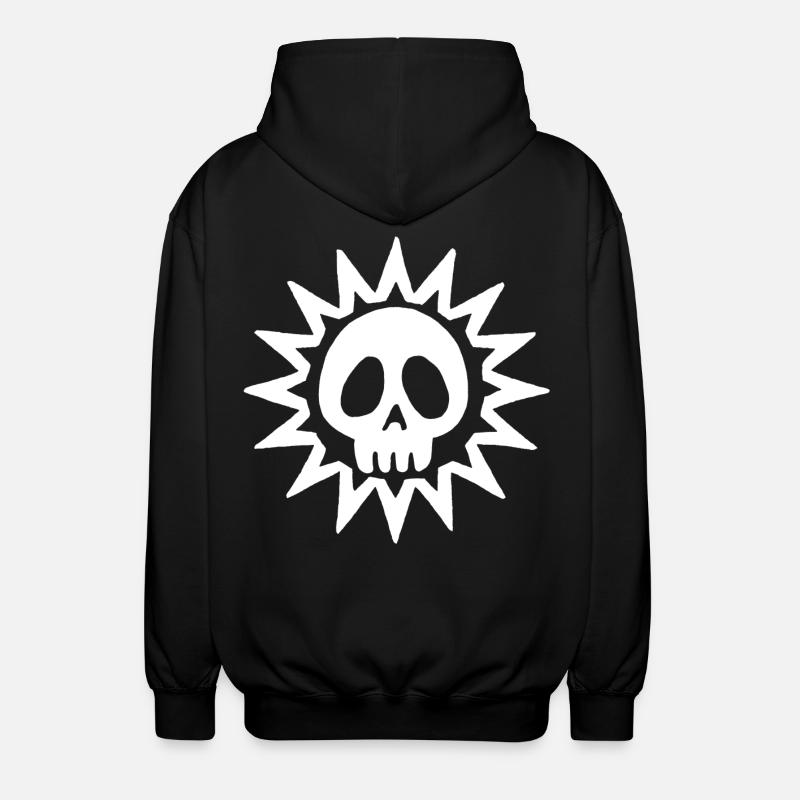 Skull and white sun - Unisex Hooded Jacket - black