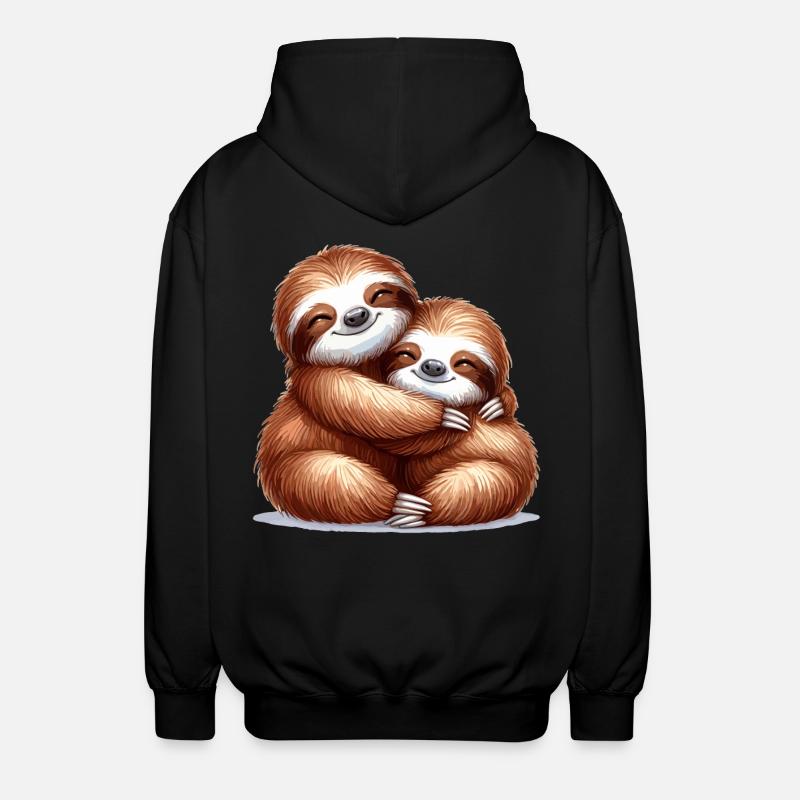 Sloths Sloth Snuggle Gift - Unisex Hooded Jacket - black