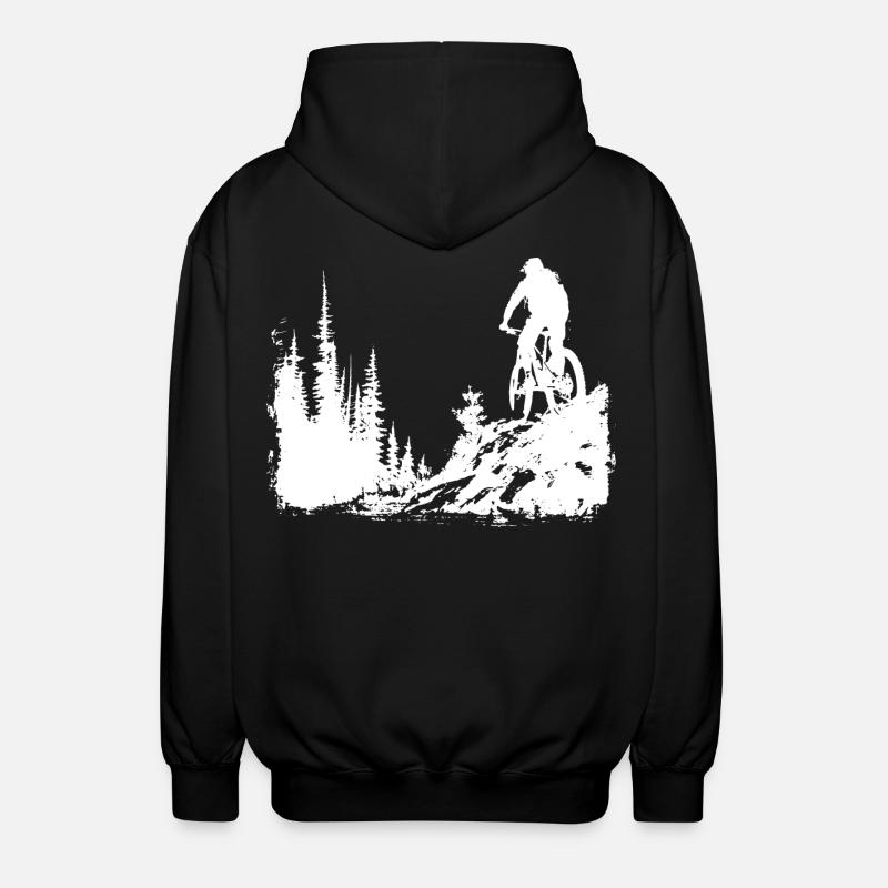 Mountain Biking Sketch - Unisex Hooded Jacket - black