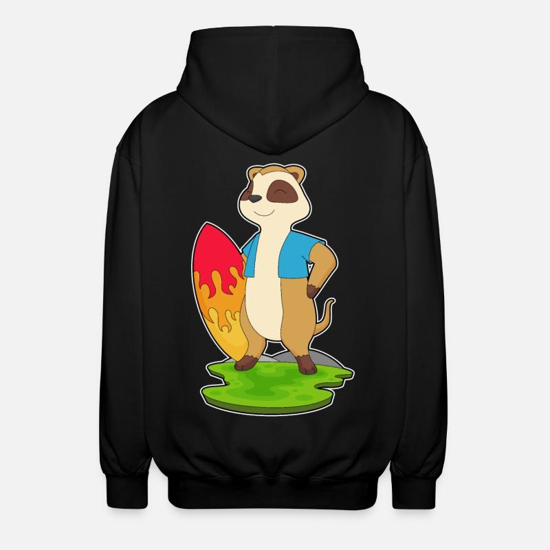 Erdmännchen Surfer Surfbrett - Unisex Kapuzenjacke - Schwarz