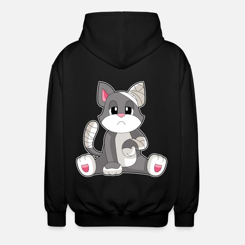 Cat Bandage - Unisex Hooded Jacket - black
