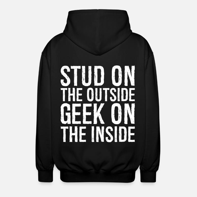 Ohrstecker außen, Geek auf der Innenseite - Unisex Kapuzenjacke - Schwarz