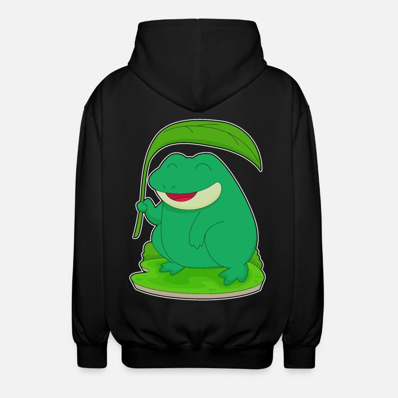 Grenouille avec une feuille comme parasol - Veste à capuche unisexe - noir