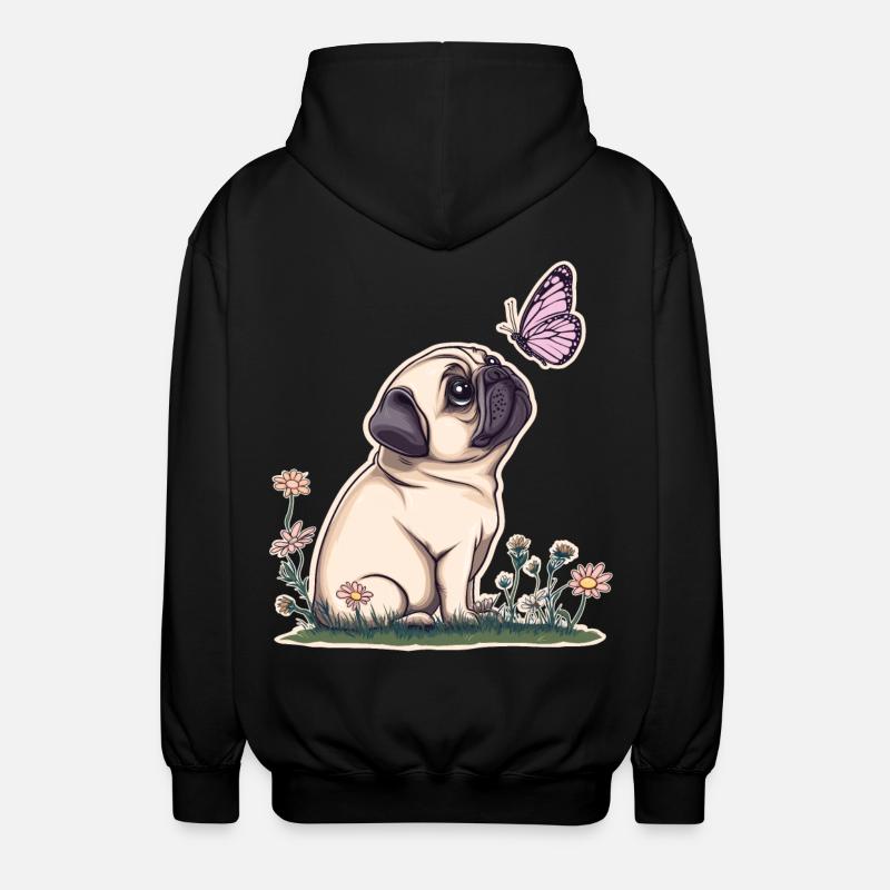 Carlin avec papillon - Veste à capuche unisexe - noir