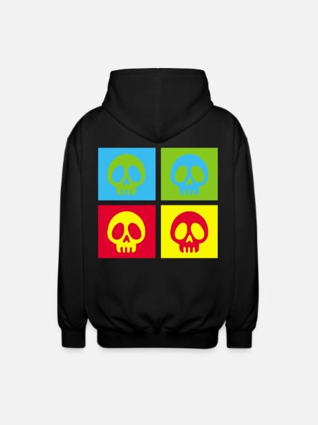 Pop art manga skull - Unisex Hooded Jacket - black