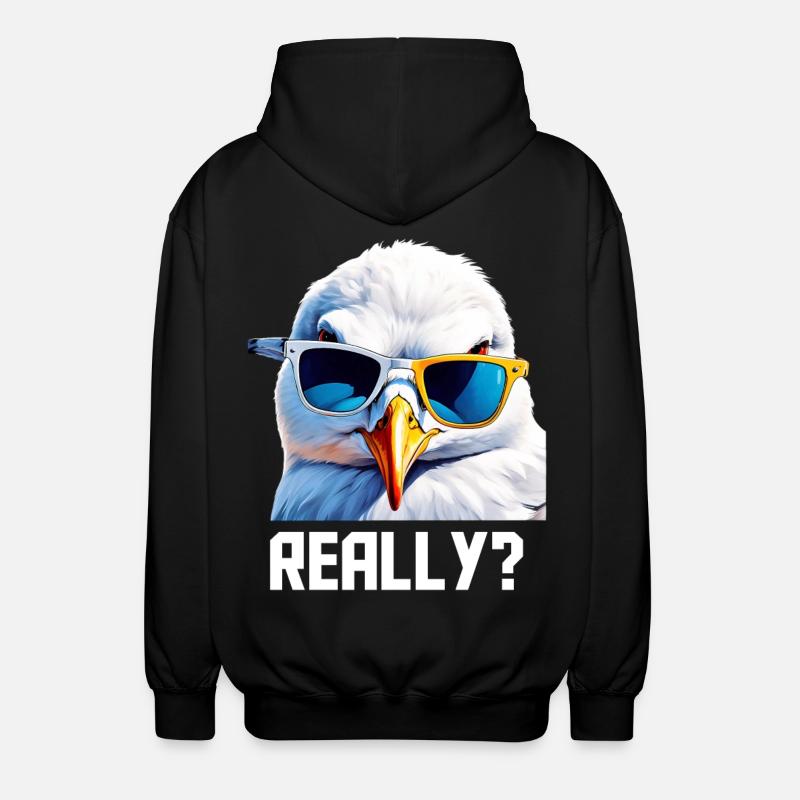Really - Möwe mit Sonnebrille - Unisex Kapuzenjacke - Schwarz