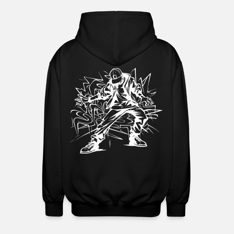 Breakdancer Zeichnung - Unisex Kapuzenjacke - Schwarz