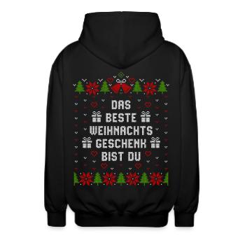 Das beste Weihnachtsgeschenk bist Du - Unisex Kapuzenjacke - Schwarz - Hinten - AI Model Male 185 light (185cm)