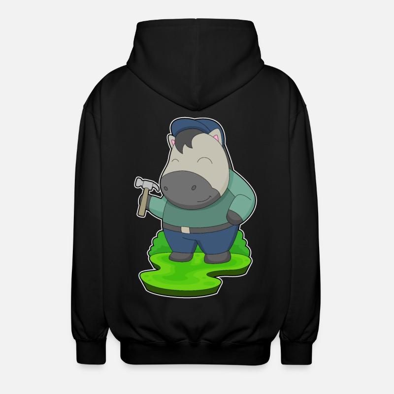 Pferd Handwerker Hammer - Unisex Kapuzenjacke - Schwarz