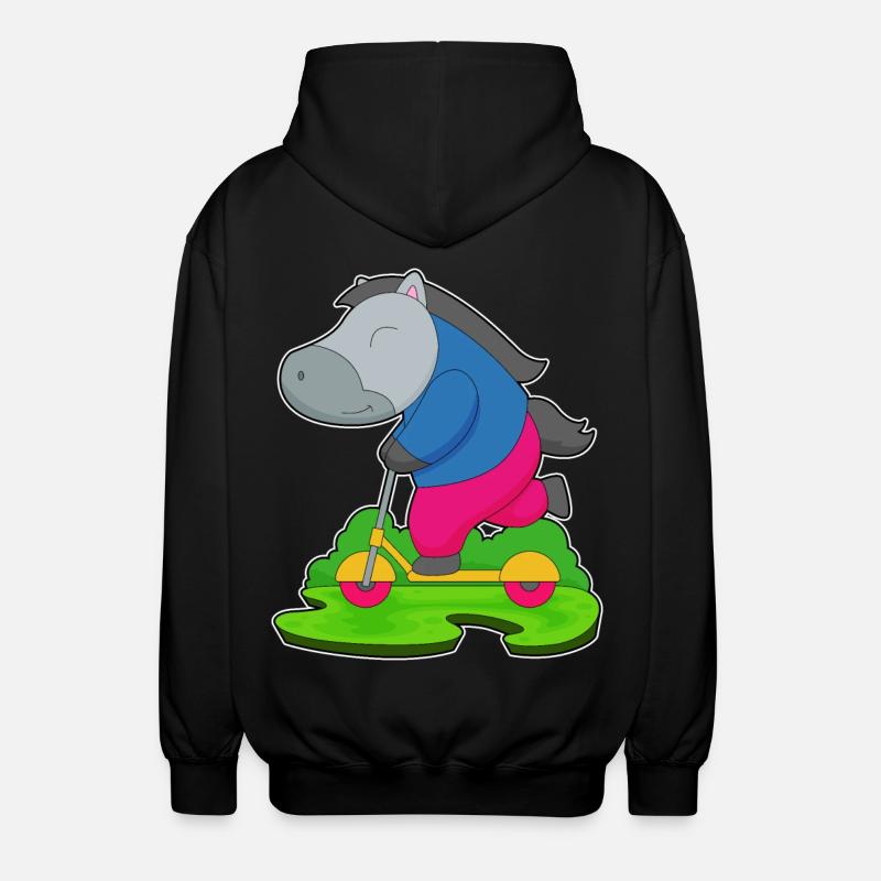 Pferd Roller - Unisex Kapuzenjacke - Schwarz