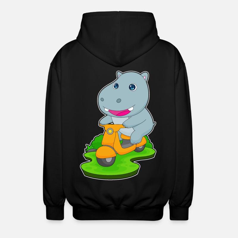 Hippo Scooter - Unisex Hooded Jacket - black