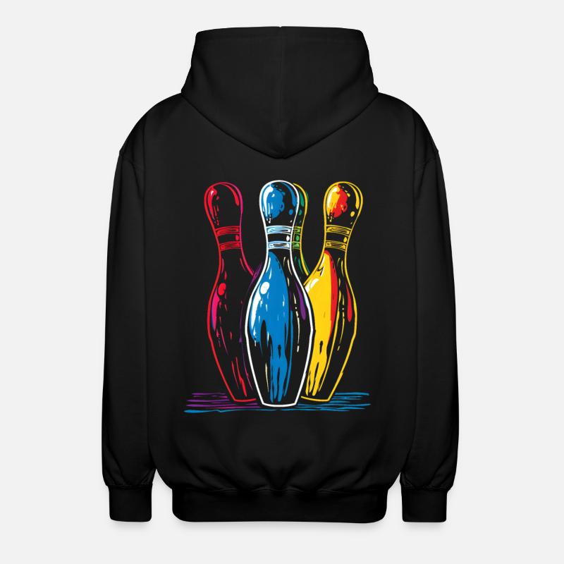 Dessin de bowling à l’ancienne - Veste à capuche unisexe - noir