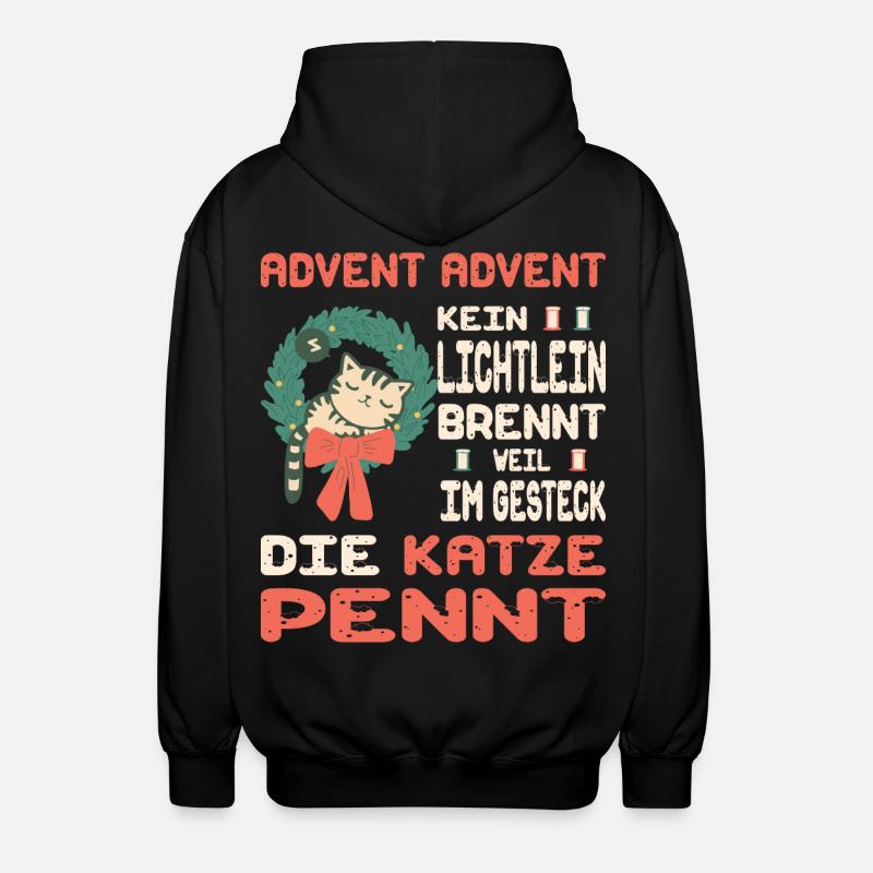 Temps de l’Avent avec chat - Veste à capuche unisexe - noir