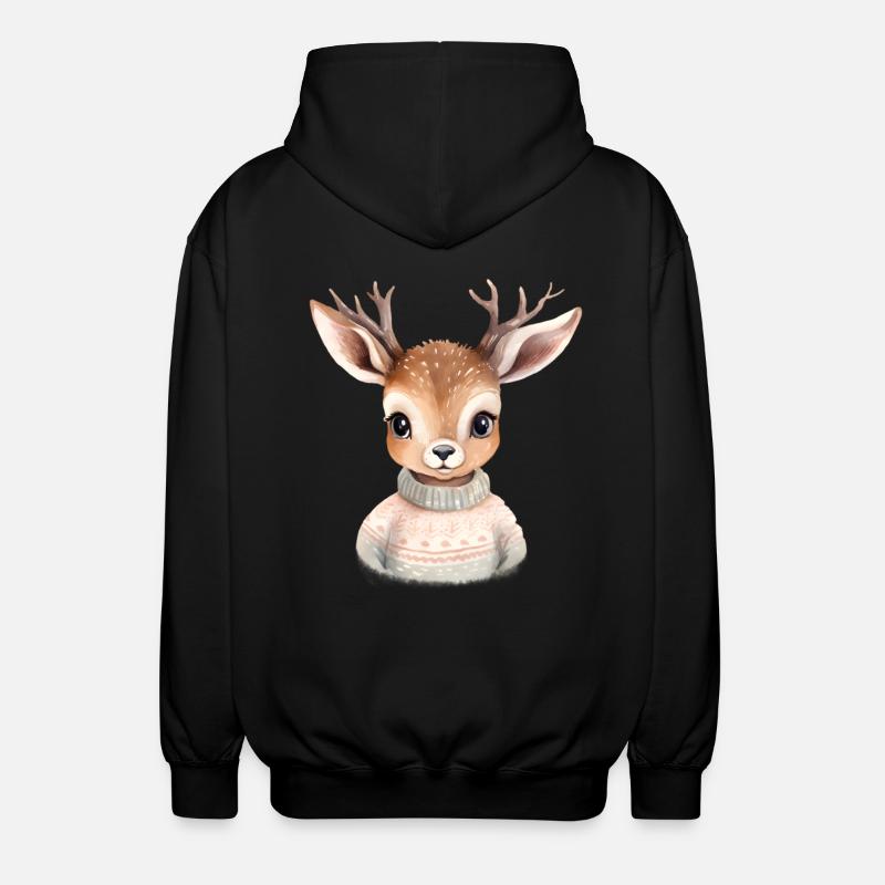 Cerf câlin en pull d’hiver - Veste à capuche unisexe - noir