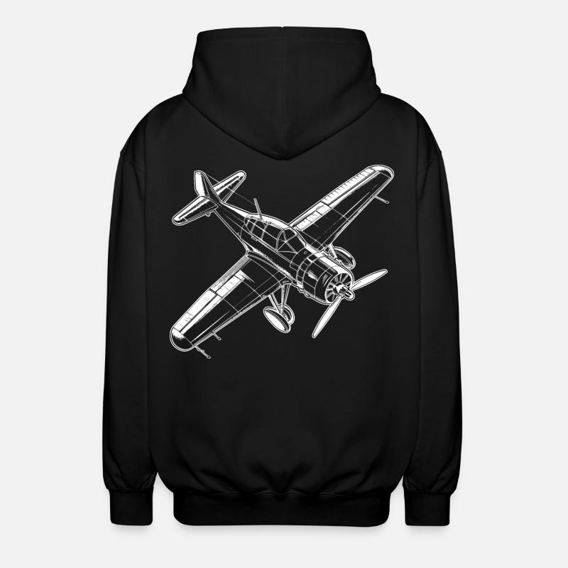 Propellerflugzeug - Unisex Kapuzenjacke - Schwarz