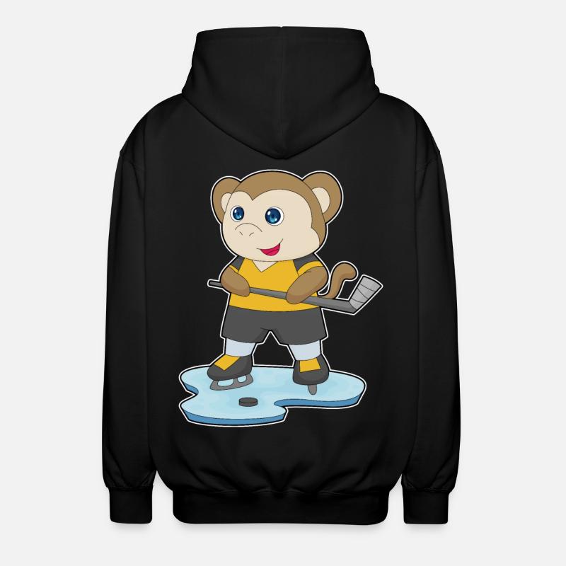 Affe Eishockey Eishockeyschläger - Unisex Kapuzenjacke - Schwarz