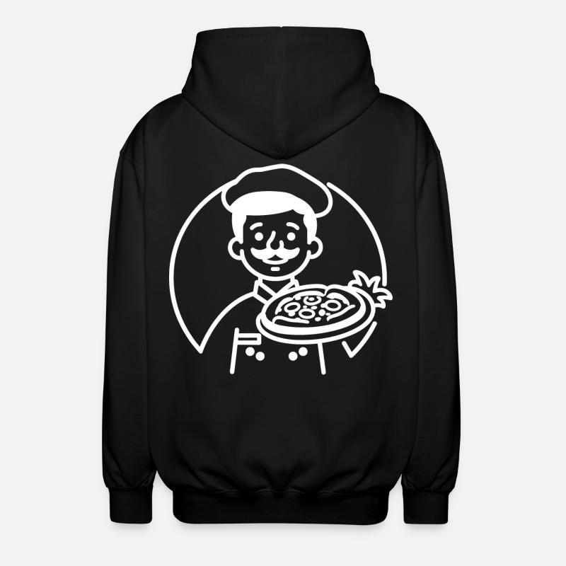 Pizza Maker Line Art - Unisex Hooded Jacket - black