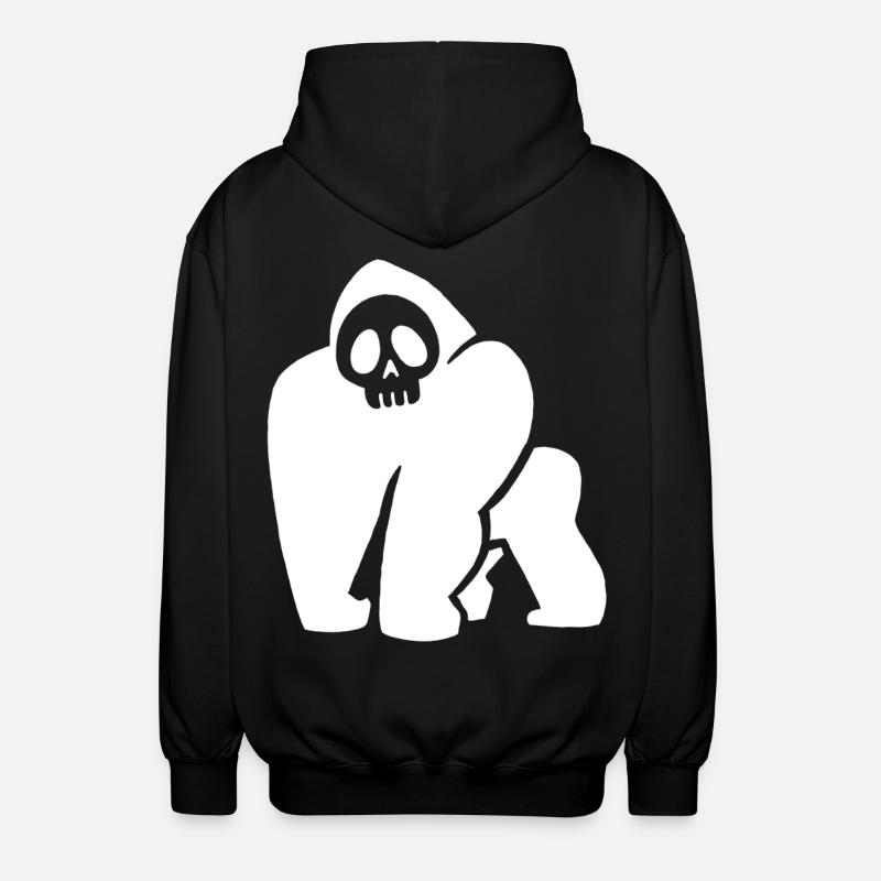 Weißer Gorilla Schädel - Unisex Kapuzenjacke - Schwarz