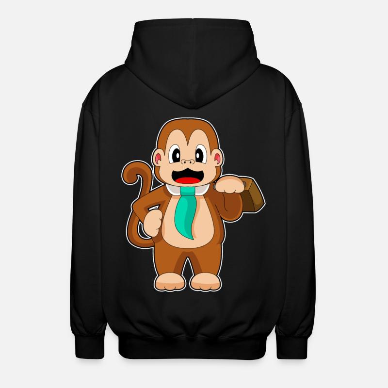 Monkey Entrepreneur Briefcase - Unisex Hooded Jacket - black