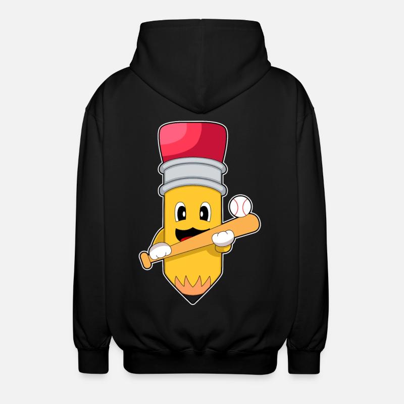 Pencil Baseball Baseball Bat - Unisex Hooded Jacket - black