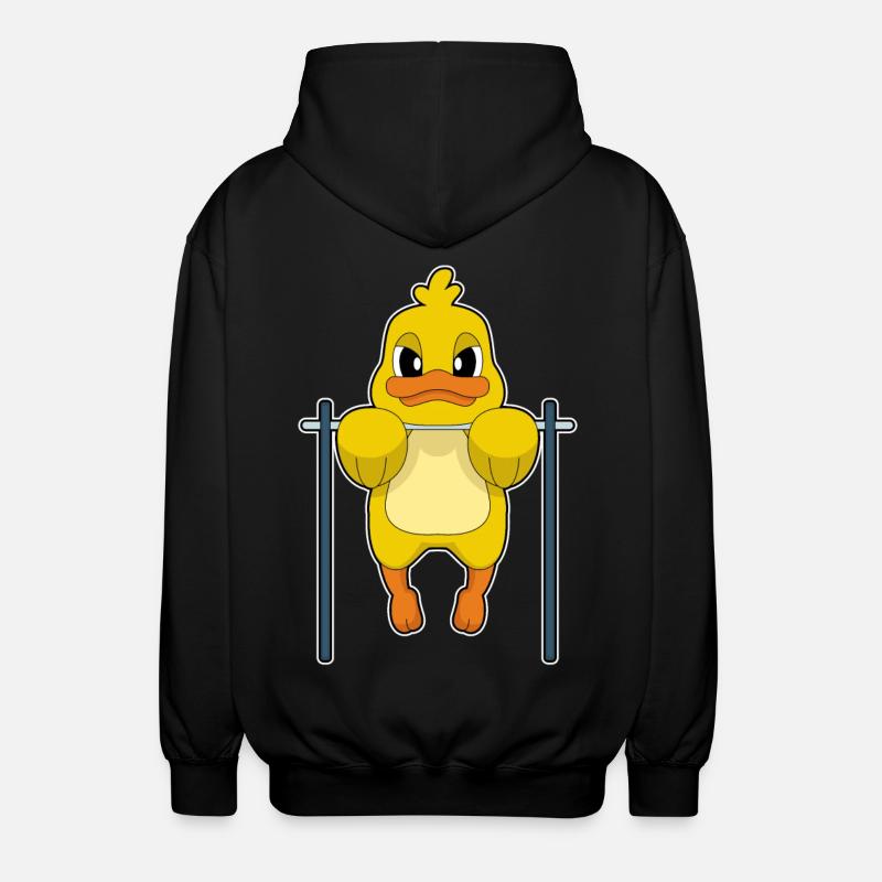 Duck Bodybuilder Pull-ups Bodybuilding - Unisex Hooded Jacket - black