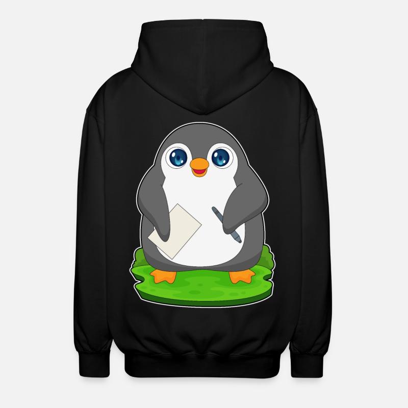 Papier stylo pingouin - Veste à capuche unisexe - noir