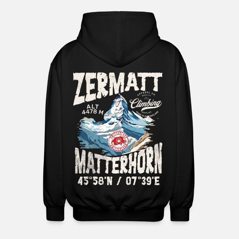 Zermatter Klettern 3 - Unisex Kapuzenjacke - Schwarz