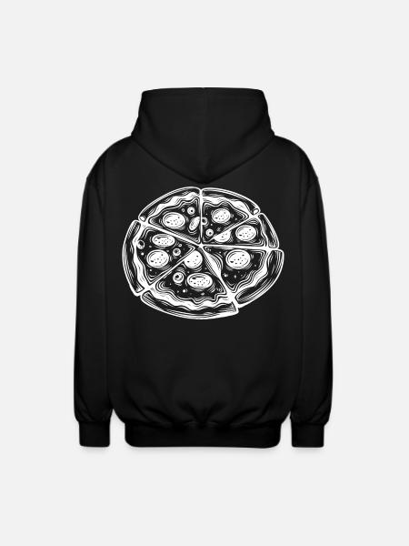 Pizza Drawing - Unisex Hooded Jacket - black