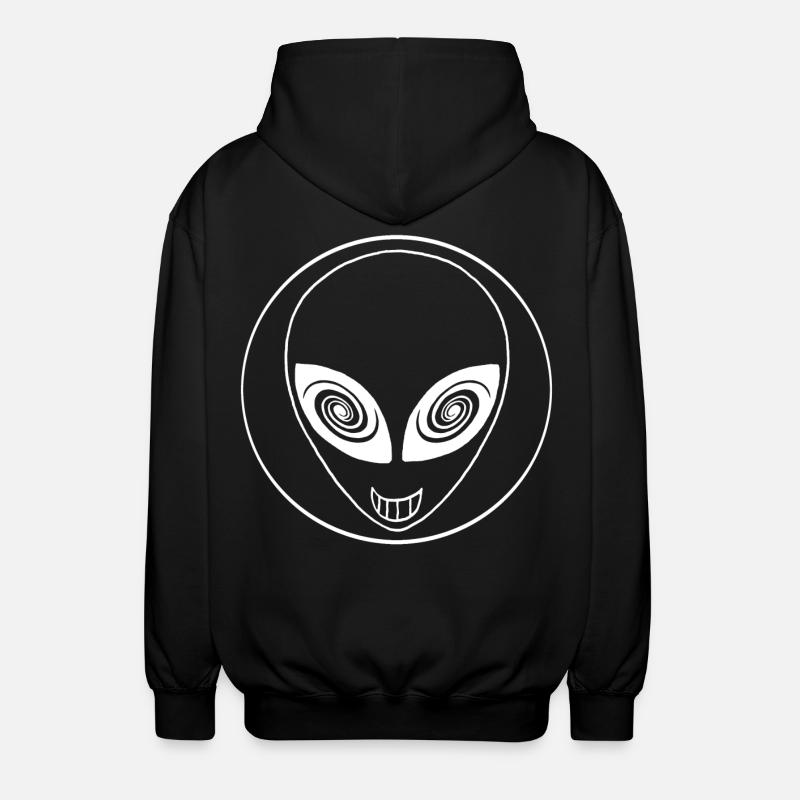 White alien and galaxy - Unisex Hooded Jacket - black