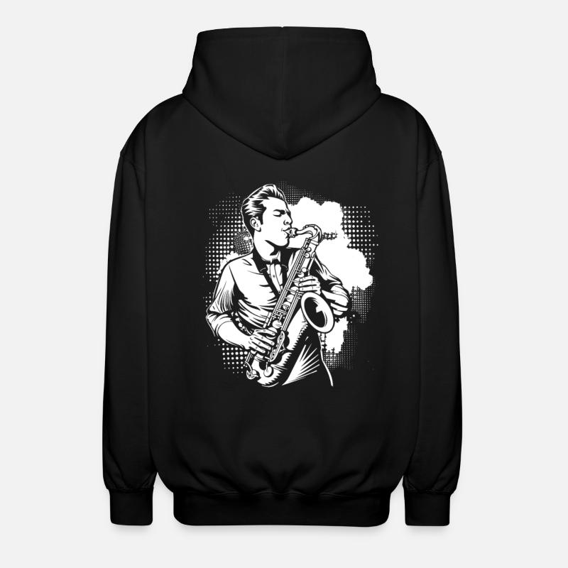 Saxophon Junge - Unisex Kapuzenjacke - Schwarz