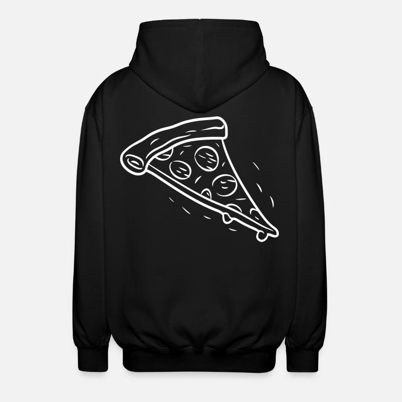 Pizza Slice Line Drawing - Unisex Hooded Jacket - black