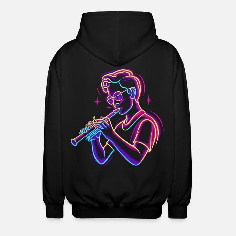 Flûte Garçon Graphique Synthwave - Veste à capuche unisexe - noir