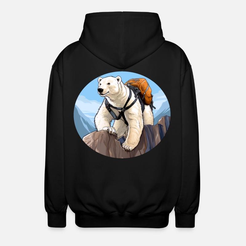 Eisbären Wandern / Bergsteiger Eisbär - Unisex Kapuzenjacke - Schwarz
