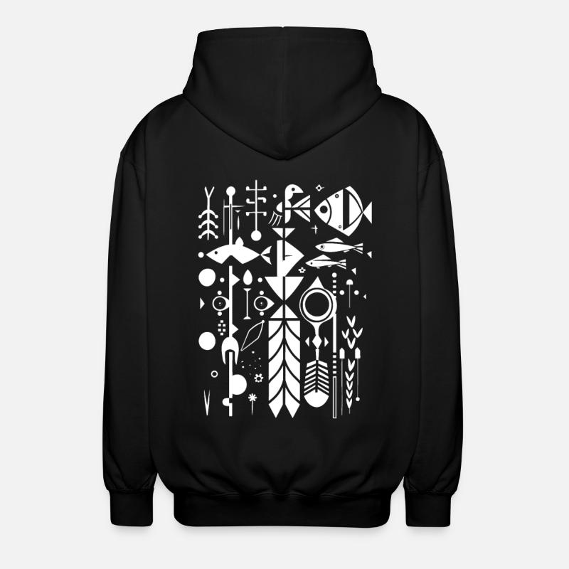 Fischerei Silhouette - Unisex Kapuzenjacke - Schwarz