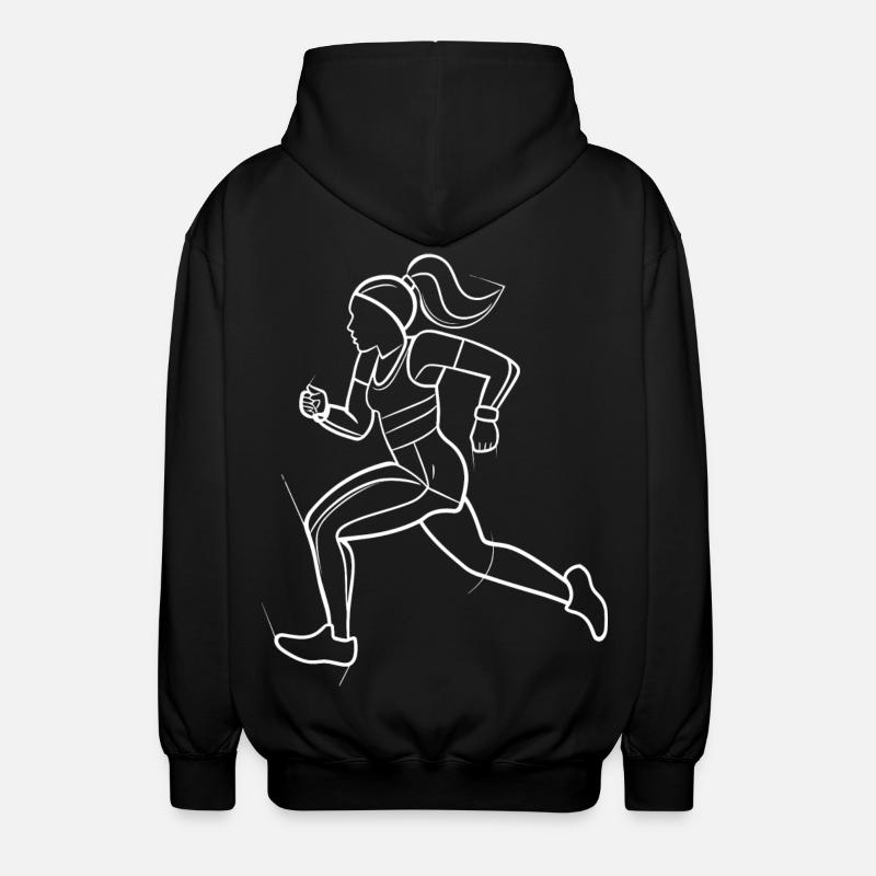 Dessin au trait du coureur - Veste à capuche unisexe - noir