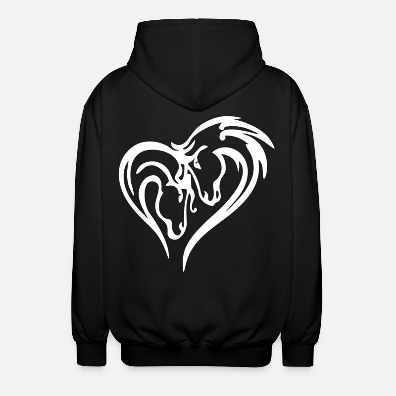 Coeur de cheval (blanc) - Veste à capuche unisexe - noir