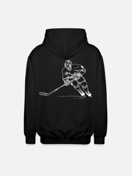 Hockey Player Line Art - Unisex Hooded Jacket - black