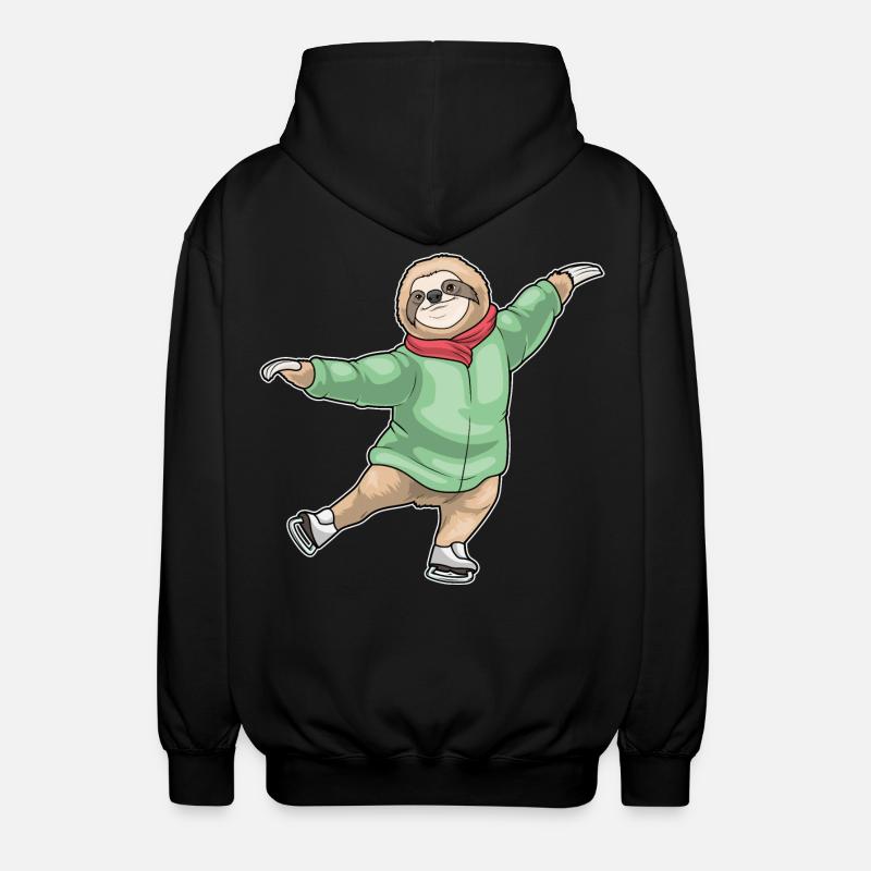 Faultier Eislaufen Schlittschuhe - Unisex Kapuzenjacke - Schwarz